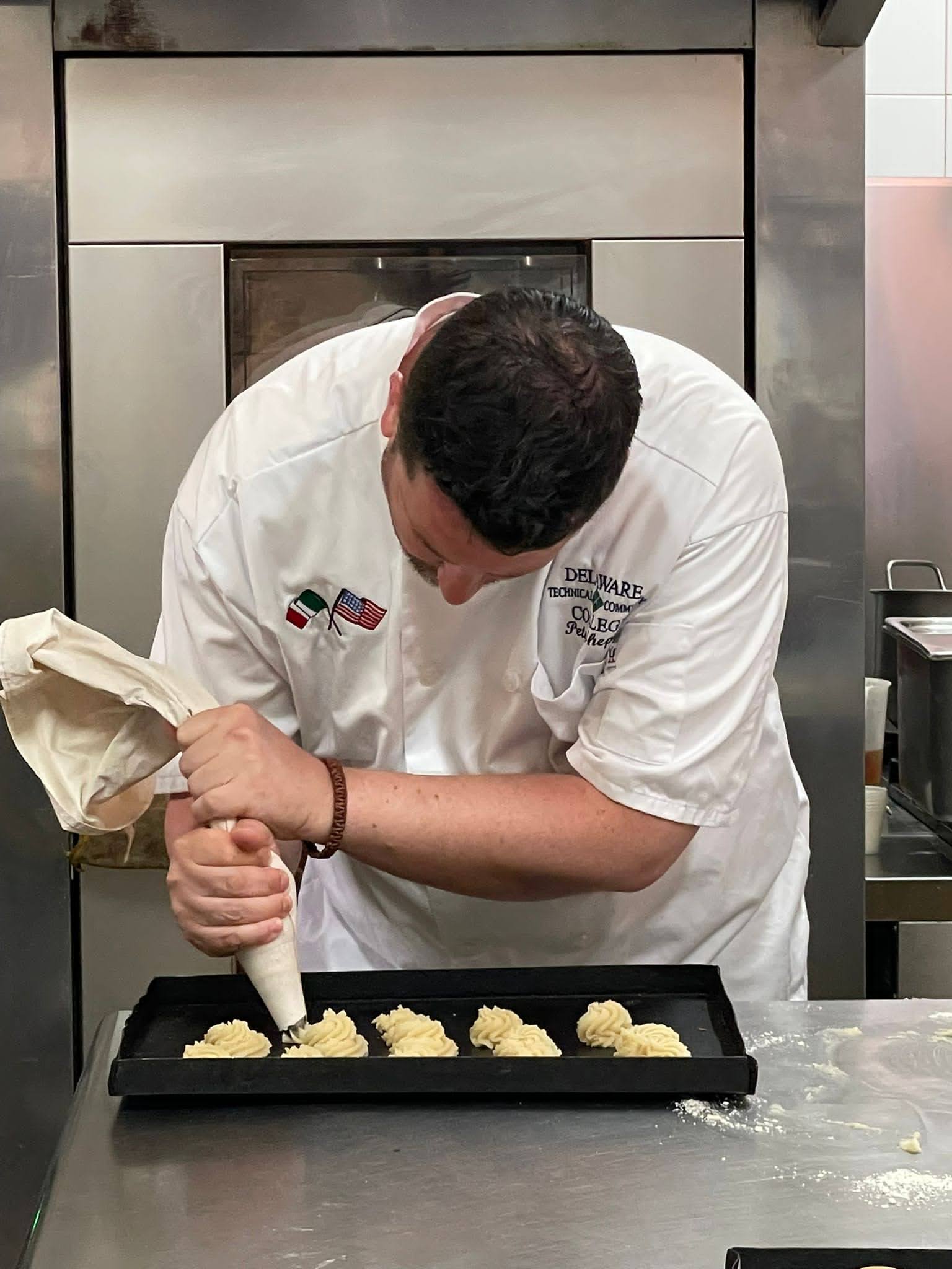 Me piping pastry