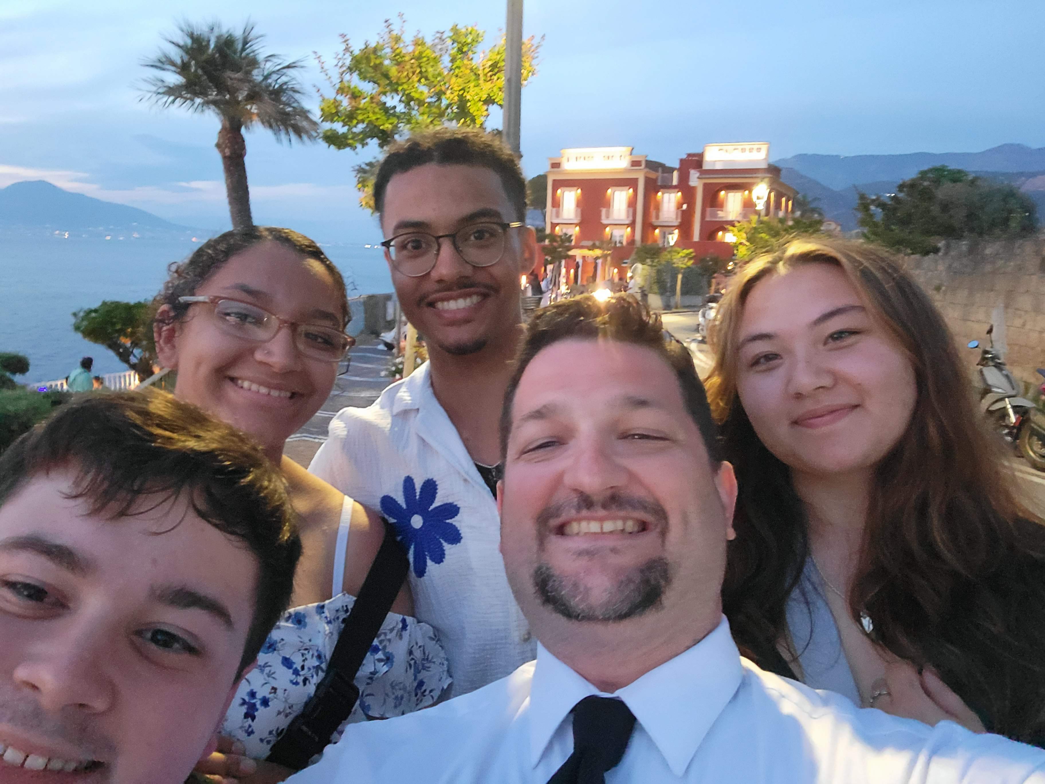 Group going to restaurant