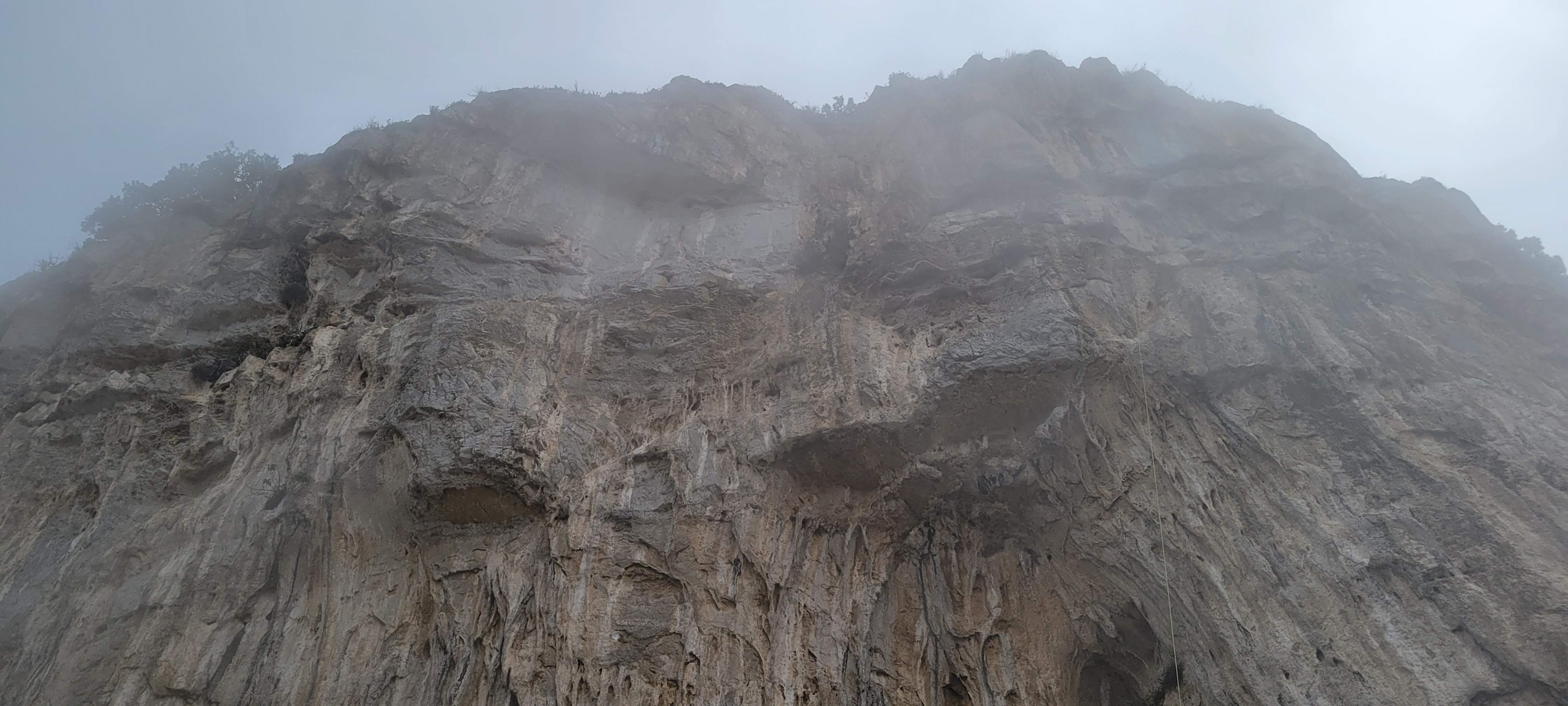 Rock climbing wall on the path