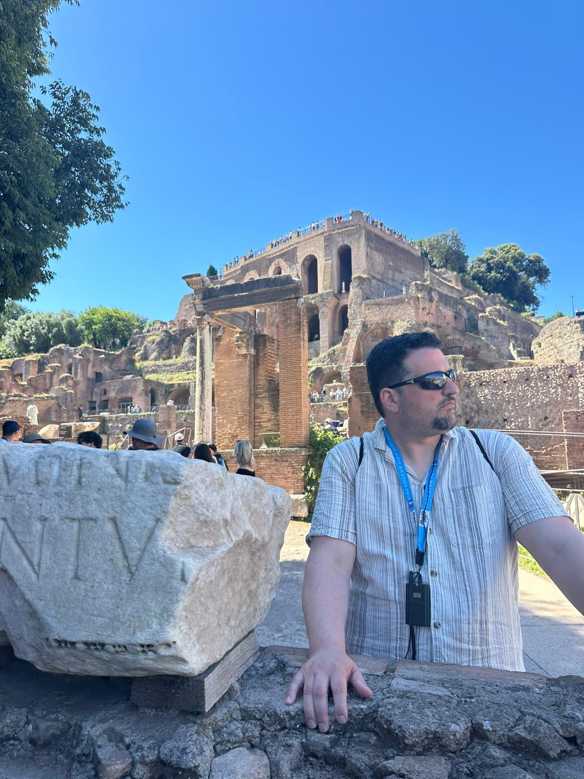 Picture of man pondering the Roman Forum