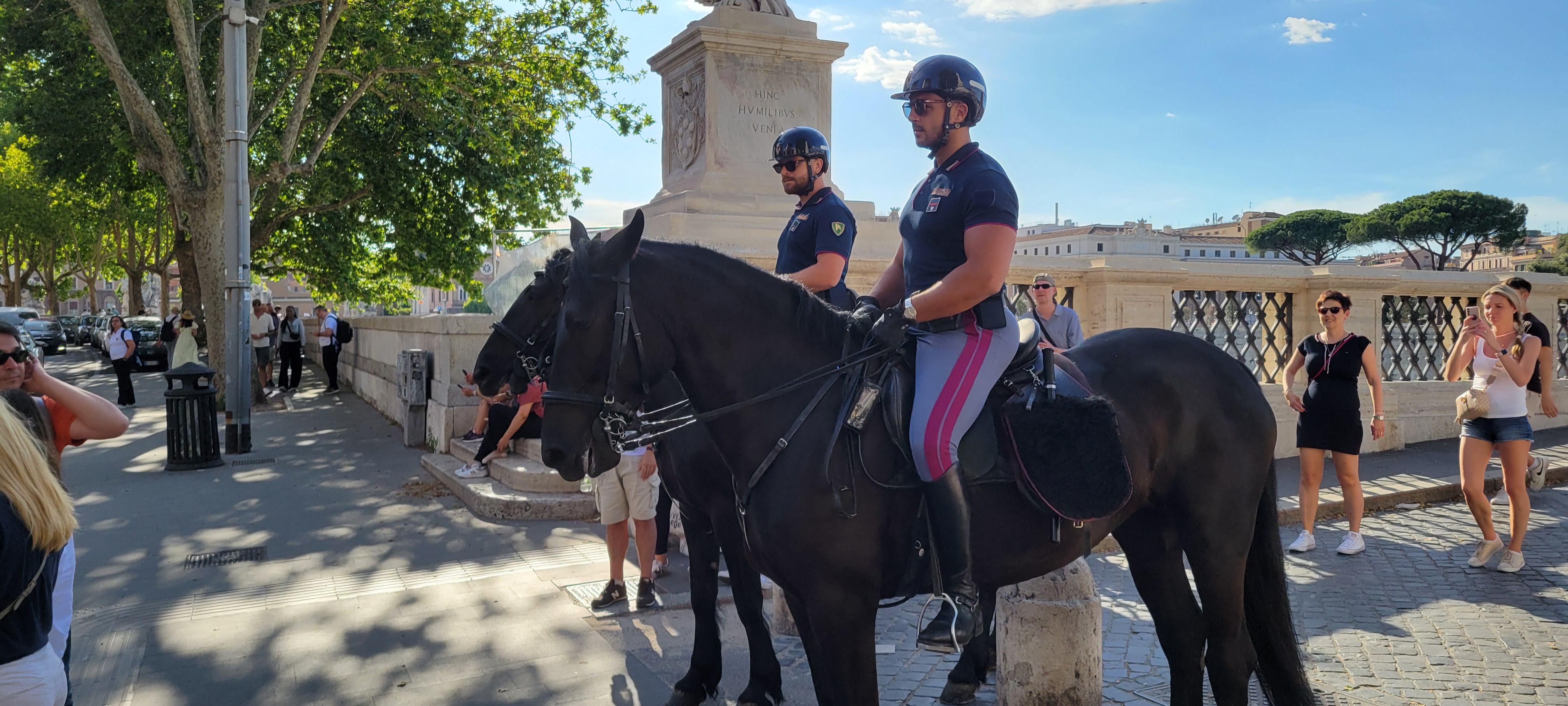 Police on horses on Rome streets