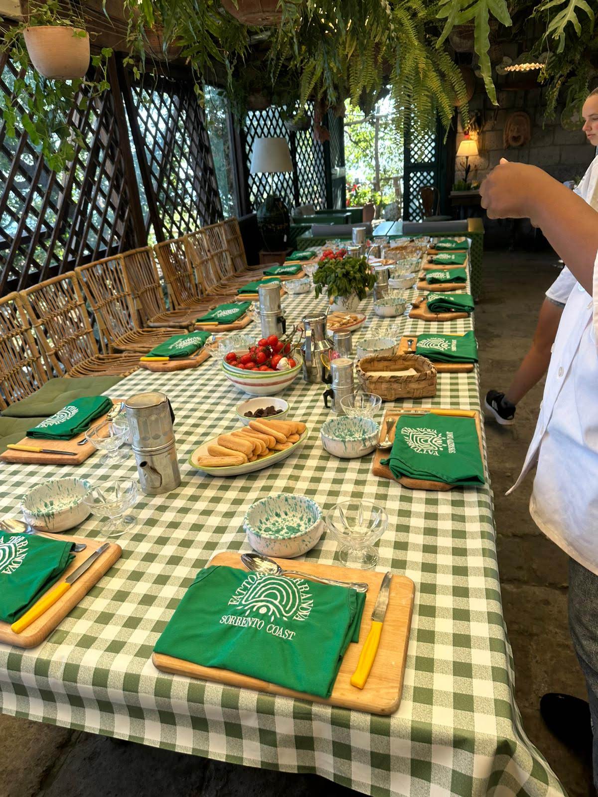 Table set for preparing bruschetta